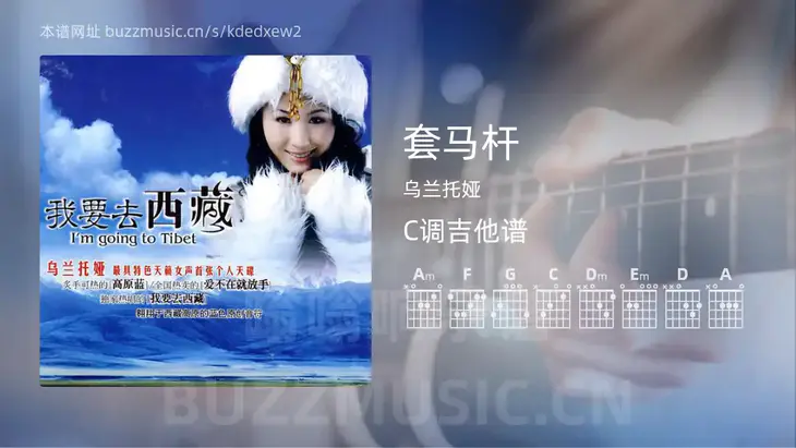 套马杆吉他谱C调 乌兰托娅 简单版