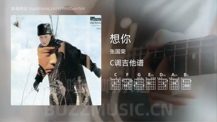 想你 张国荣 吉他谱C调简单版