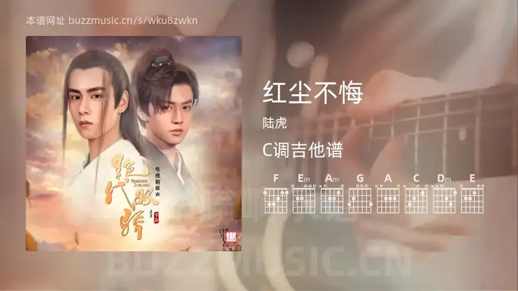 红尘不悔吉他谱C调 陆虎 简单版