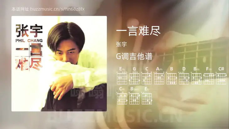 一言难尽 张宇 吉他谱G调简单版