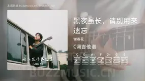 黑夜虽长，请别用来遗忘 谢春花 吉他谱C调简单版