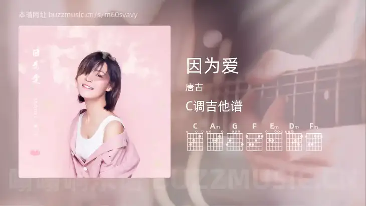 因为爱 唐古 吉他谱C调简单版