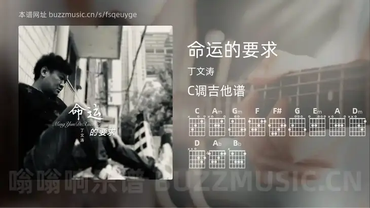 命运的要求吉他谱C调 丁文涛 简单版