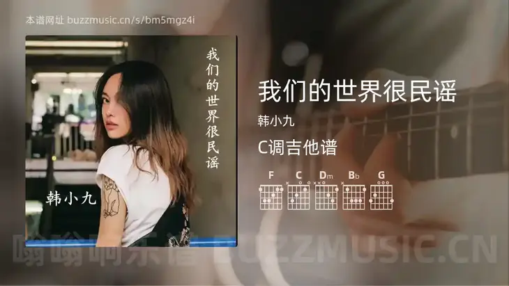 我们的世界很民谣 韩小九 吉他谱C调简单版