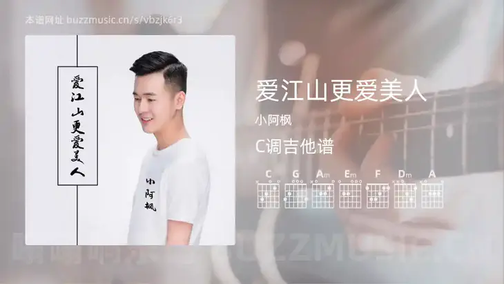 爱江山更爱美人吉他谱C调 小阿枫 简单版