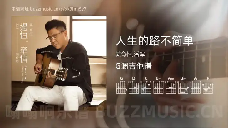 人生的路不简单 姜育恒,潘军 吉他谱G调简单版