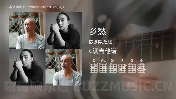乡愁 陈彼得,赵照 吉他谱C调简单版