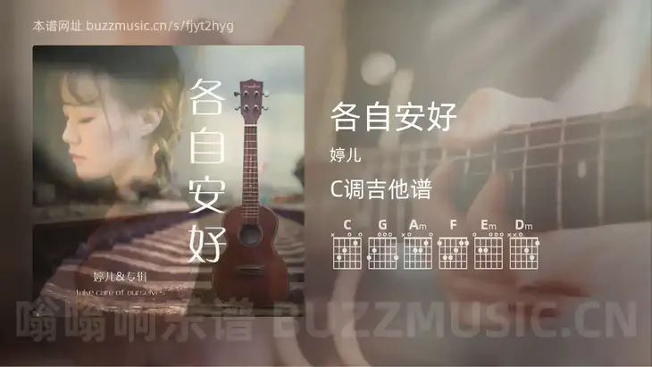 各自安好 婷儿 吉他谱C调简单版