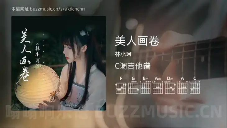 美人画卷 林小珂 吉他谱C调简单版