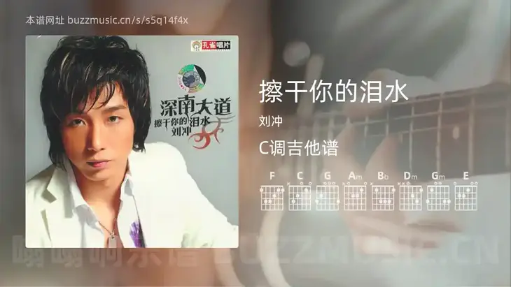 擦干你的泪水吉他谱C调 刘冲 简单版