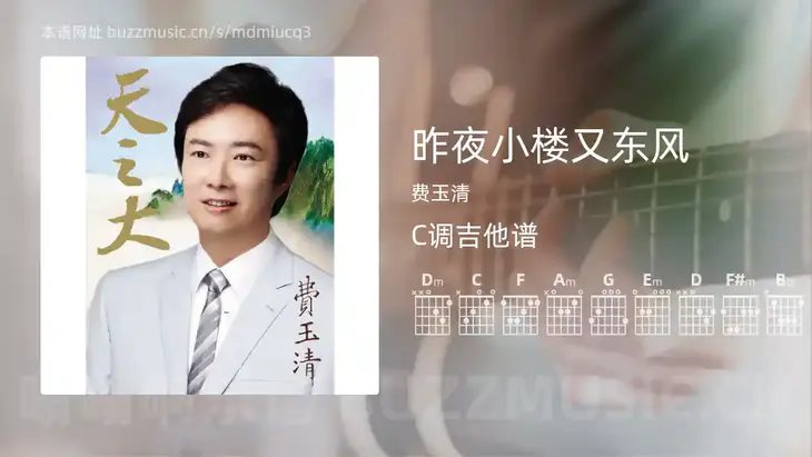 昨夜小楼又东风吉他谱C调 费玉清 简单版