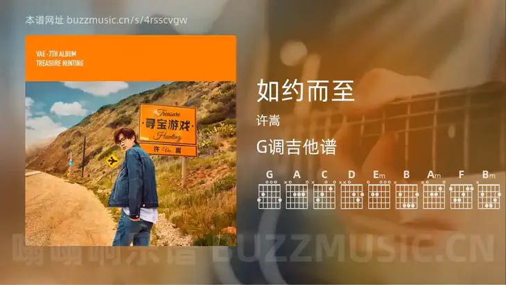 如约而至 许嵩 吉他谱G调简单版