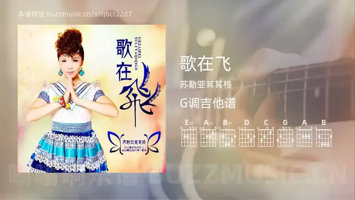 歌在飞吉他谱G调 苏勒亚其其格 简单版