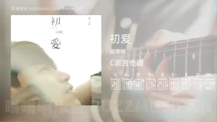初爱 杨宗纬 吉他谱C调简单版