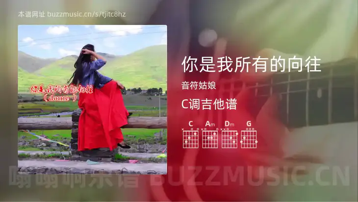 你是我所有的向往 音符姑娘 吉他谱C调简单版
