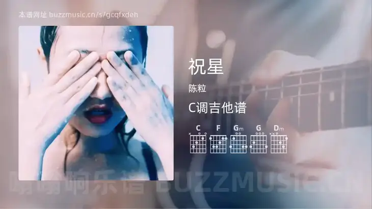 祝星 陈粒 吉他谱C调简单版