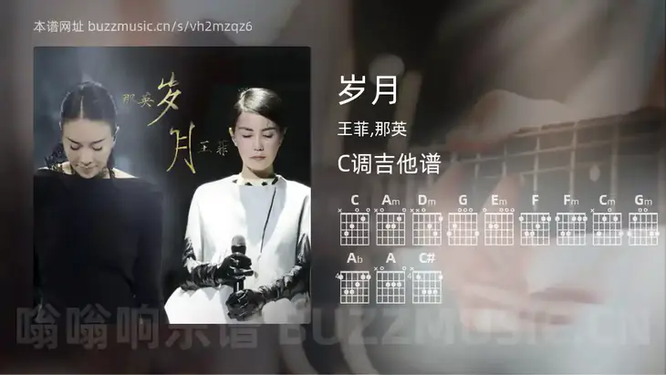 岁月 王菲,那英 吉他谱C调简单版