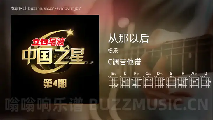从那以后吉他谱C调 杨乐 简单版