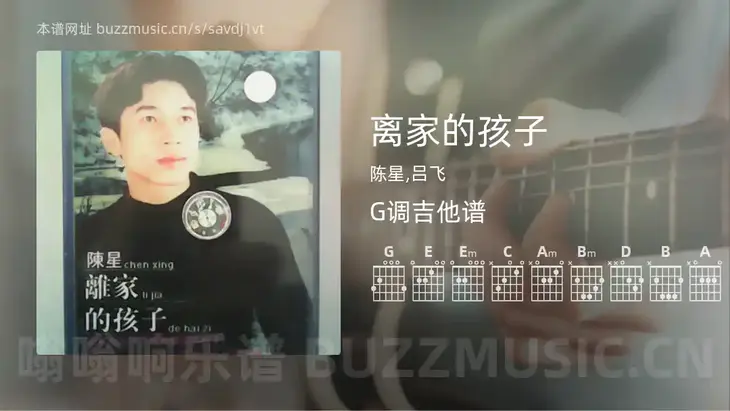 离家的孩子 陈星,吕飞 吉他谱G调简单版