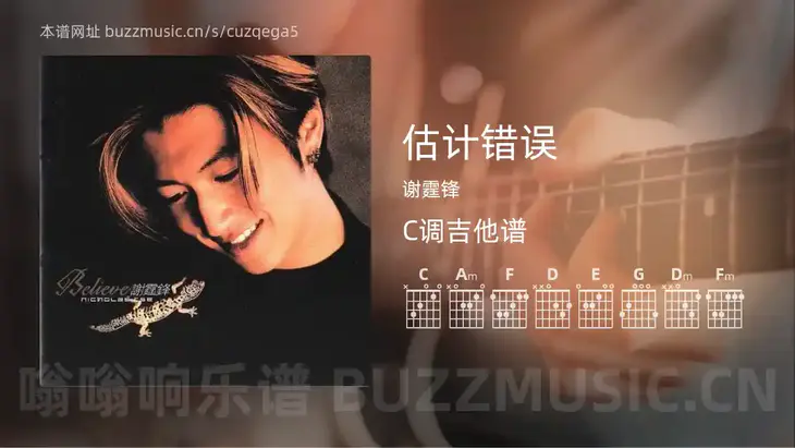 估计错误 谢霆锋 吉他谱C调简单版