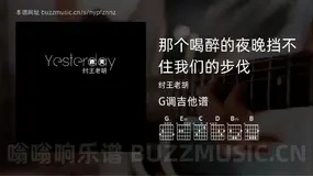 那个喝醉的夜晚挡不住我们的步伐 纣王老胡 吉他谱G调简单版