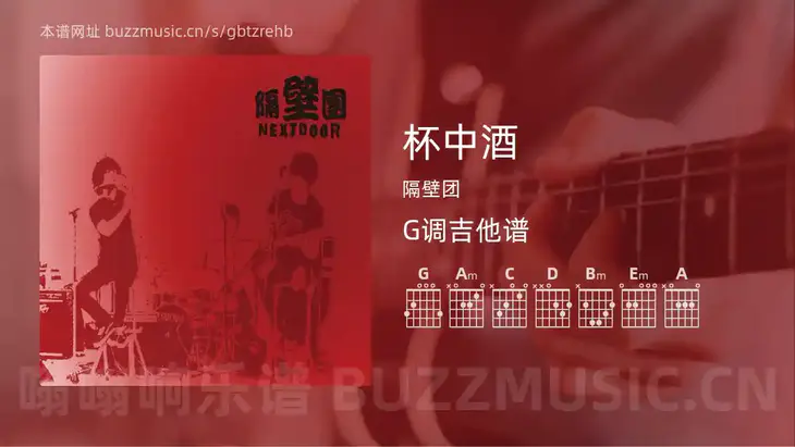 杯中酒 隔壁团 吉他谱G调简单版