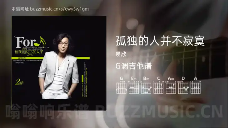 孤独的人并不寂寞吉他谱G调 易欣 简单版