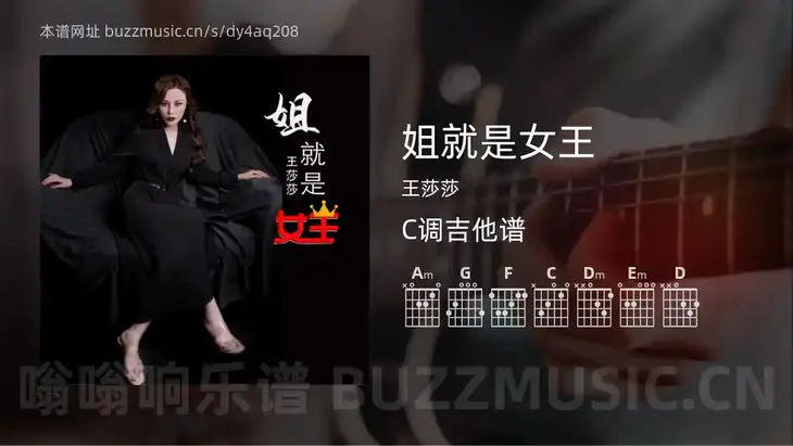 姐就是女王吉他谱C调 王莎莎 简单版