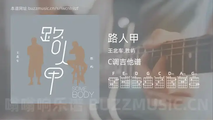 路人甲 王北车,胜屿 吉他谱C调简单版