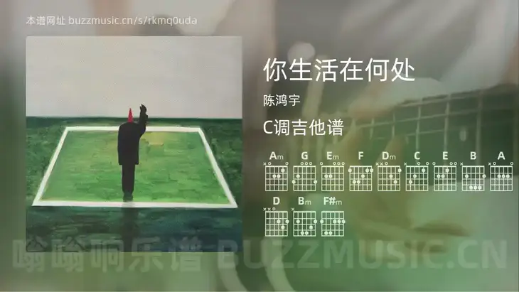 你生活在何处 陈鸿宇 吉他谱C调简单版