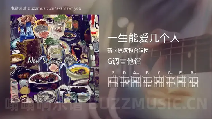 一生能爱几个人 新学校废物合唱团 吉他谱G调简单版