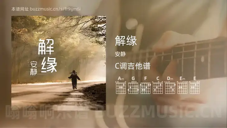 解缘吉他谱C调 安静 简单版