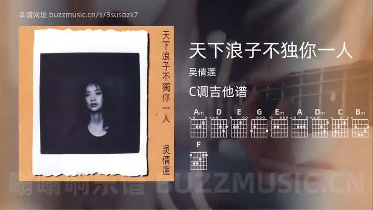 天下浪子不独你一人吉他谱C调 吴倩莲 简单版