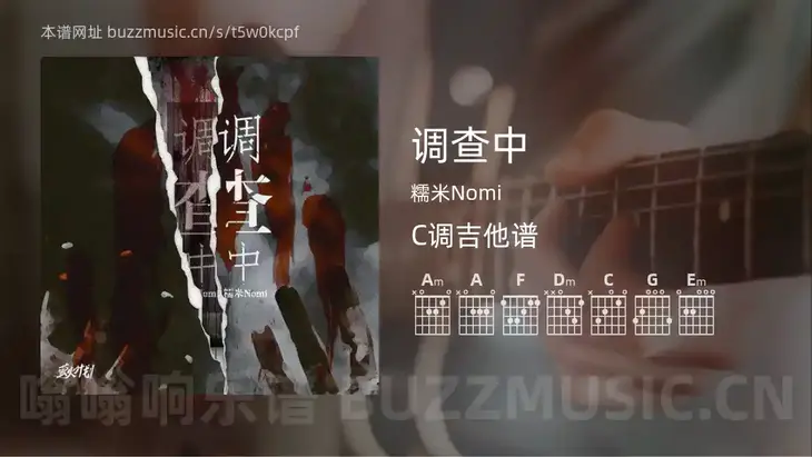 调查中吉他谱C调 糯米Nomi 简单版