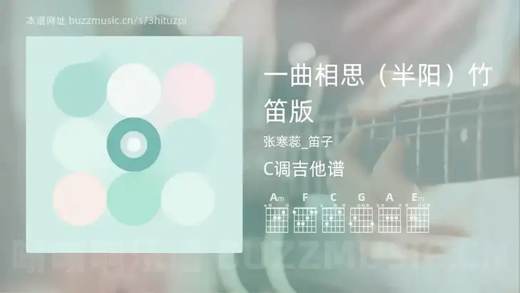一曲相思（半阳）竹笛版 张寒蕊_笛子 吉他谱C调简单版