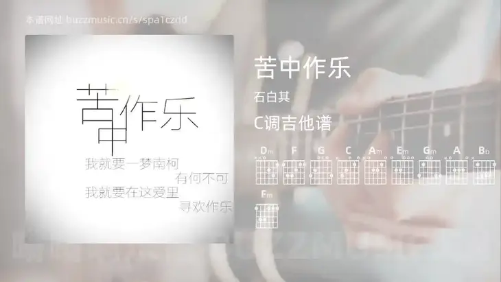 苦中作乐 石白其 吉他谱C调简单版