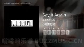 Say It Again 盘尼西林乐队 吉他谱C调简单版