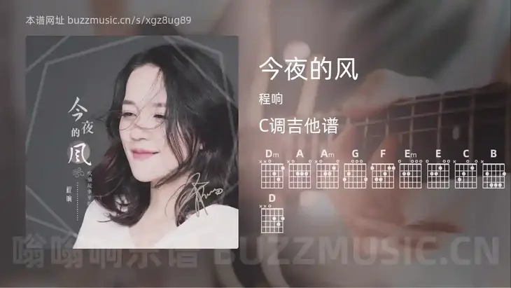 今夜的风 程响 吉他谱C调简单版