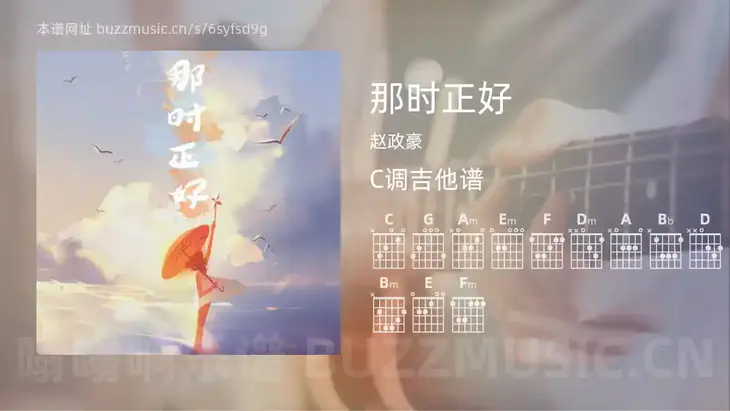 那时正好 赵政豪 吉他谱C调简单版