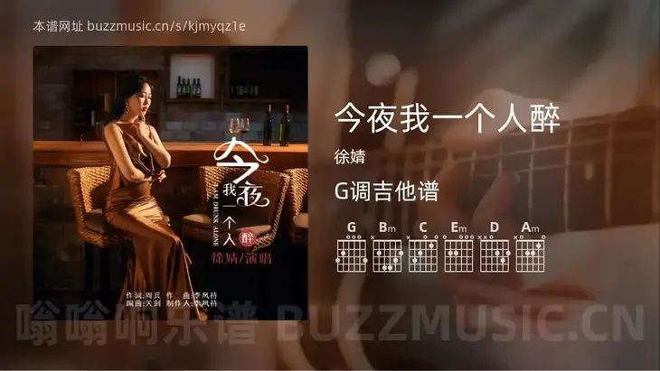 今夜我一个人醉 徐婧 吉他谱G调简单版
