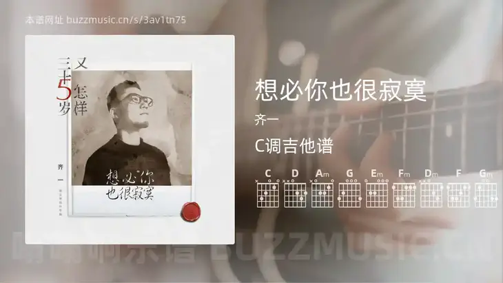 想必你也很寂寞 齐一 吉他谱C调简单版
