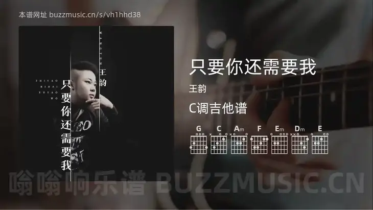 只要你还需要我 王韵 吉他谱C调简单版