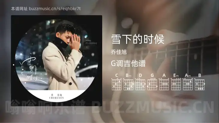 雪下的时候 乔佳旭 吉他谱G调简单版