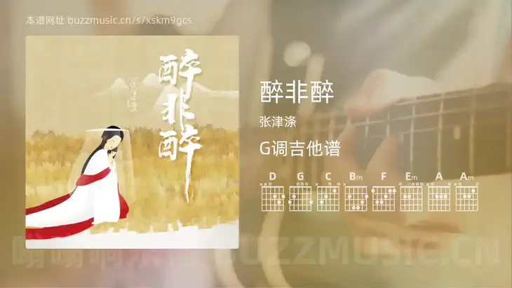 醉非醉 张津涤 吉他谱G调简单版