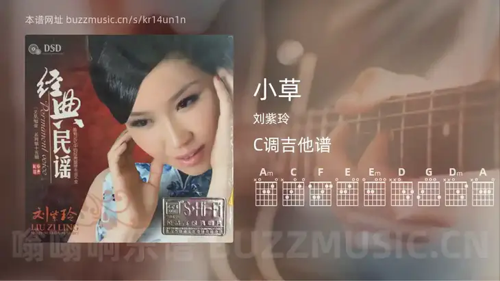 小草吉他谱C调 刘紫玲 简单版
