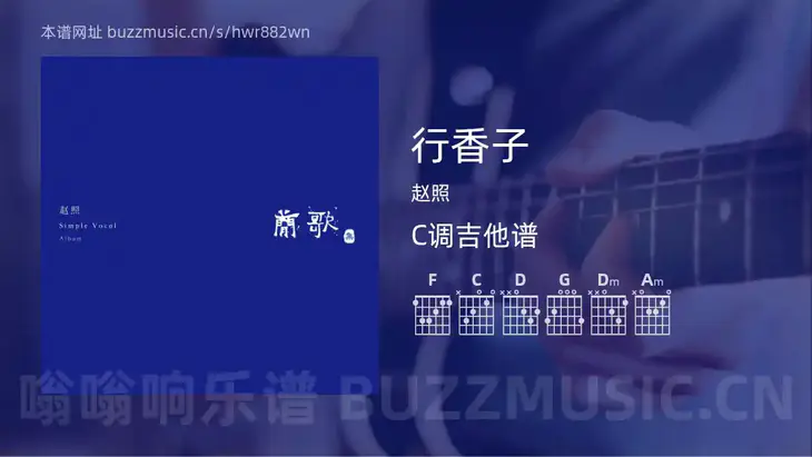 行香子 赵照 吉他谱C调简单版