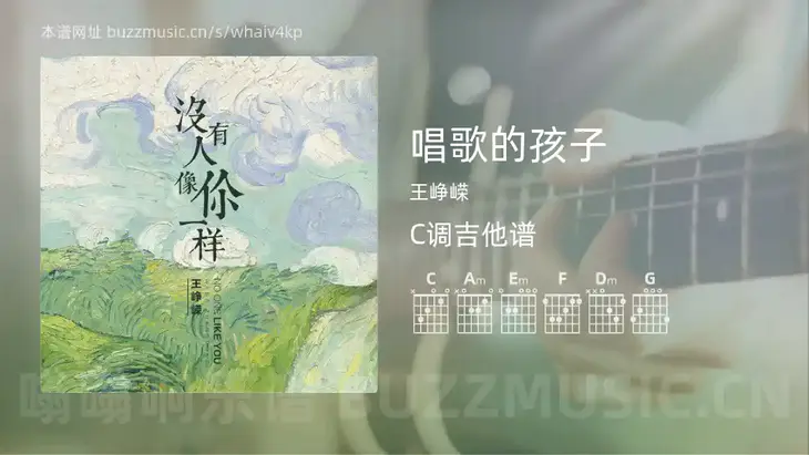 唱歌的孩子 王峥嵘 吉他谱C调简单版