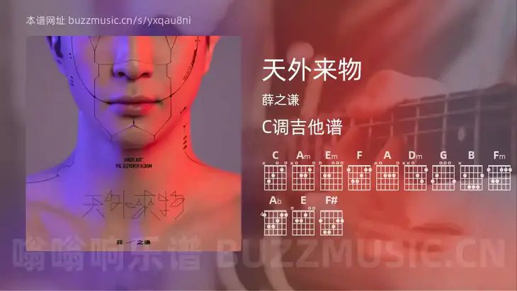 天外来物 薛之谦 吉他谱C调简单版