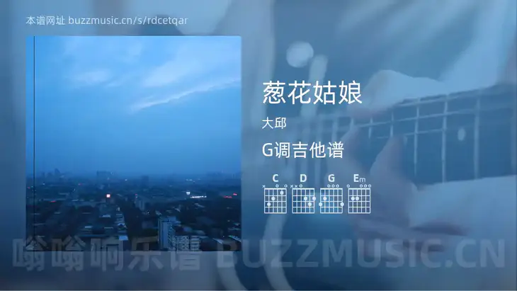 葱花姑娘 大邱 吉他谱G调简单版