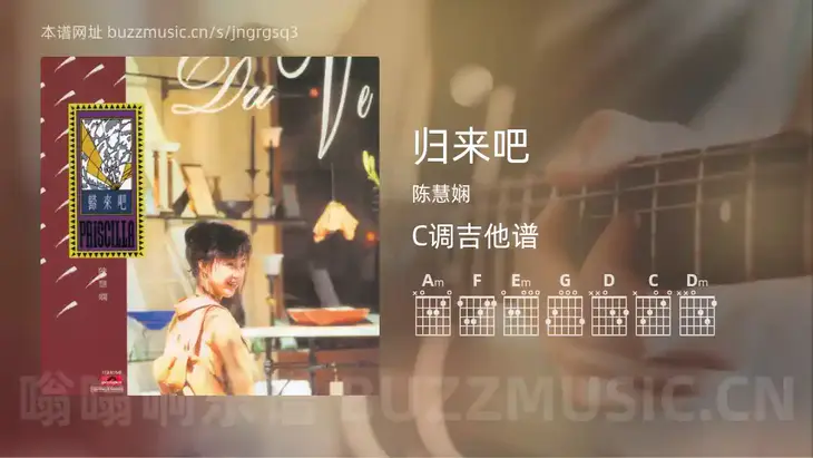 归来吧 陈慧娴 吉他谱C调简单版